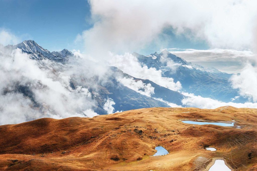 The picturesque landscape in the mountains. Upper Svaneti Georgia Europe. Caucasus mountains
